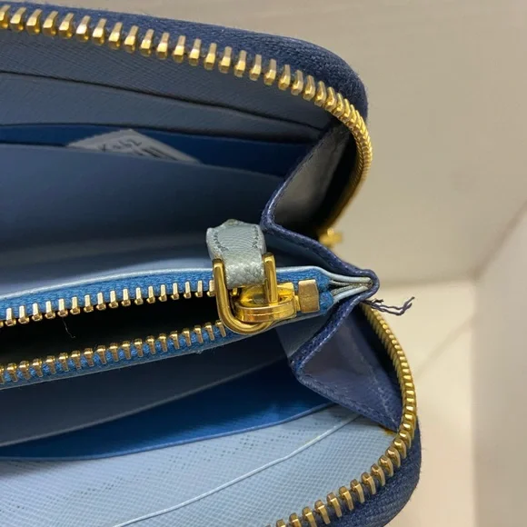 Authentic Prada Long Blue Saffiano Leather Wallet Luxury Designer - Picture 11 of 14